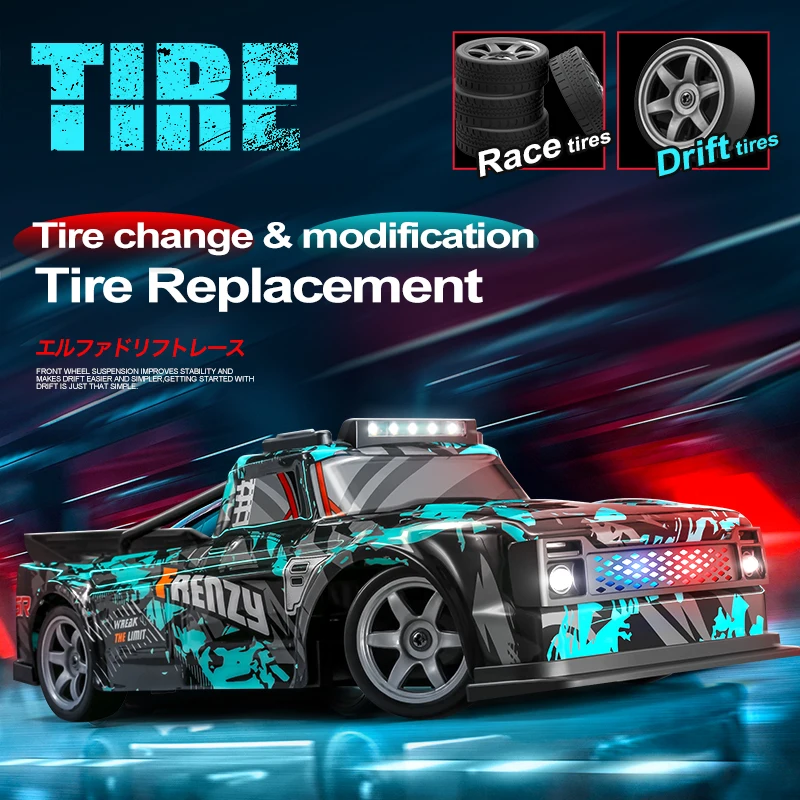 Carro de controle remoto profissional rc, carro esportivo com luzes, carro de corrida elétrico com tração nas quatro rodas, presente para menino