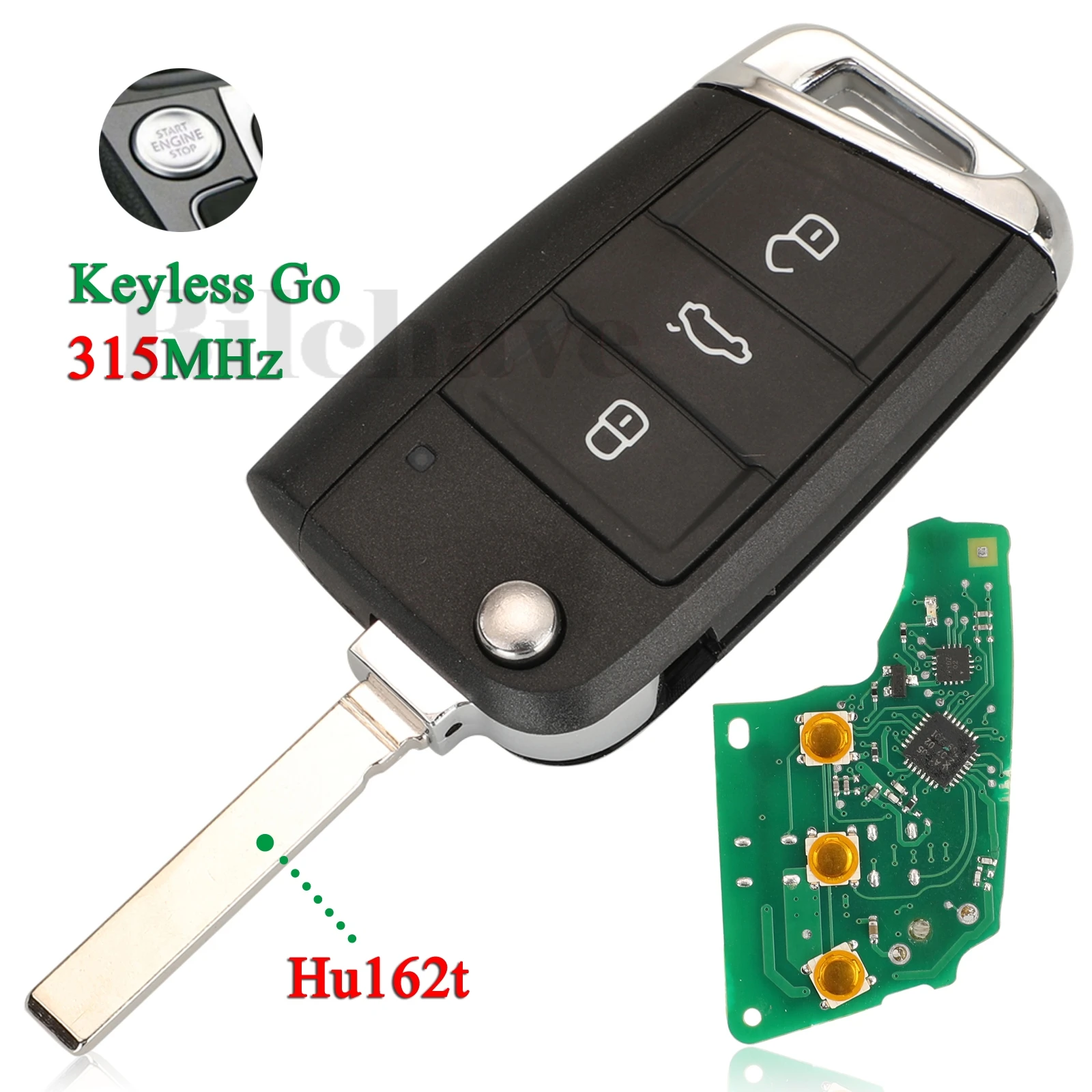 jingyuqin 315MHz Flip Remote Car Key MQB48 Dla VW Polo Crafter Tiguan 5G6 959 752 AN / 5G6 959 753 AE/BH Keyless Go HU66 HU162t