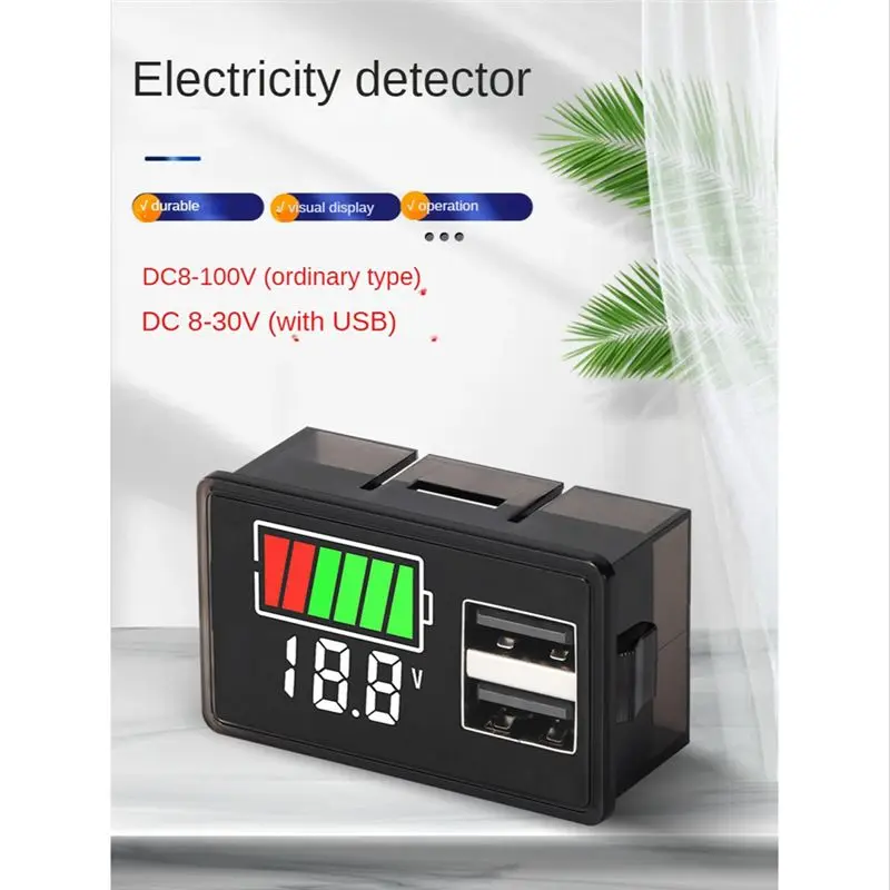 #52S Battery Charge Level Indicator, Dual USB DC 8-30V,Battery Charge Level Indicator,(ABS)
