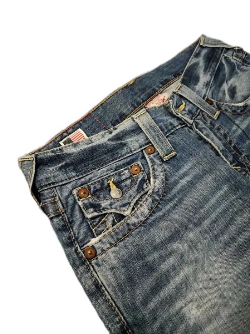 Y2k True Faith Weiße Dicke Linie Jeans Straße Männer und Frauen Harajuku Lose Retro Hohe Taille Gerade Breite Jeans Slouchy Jeans