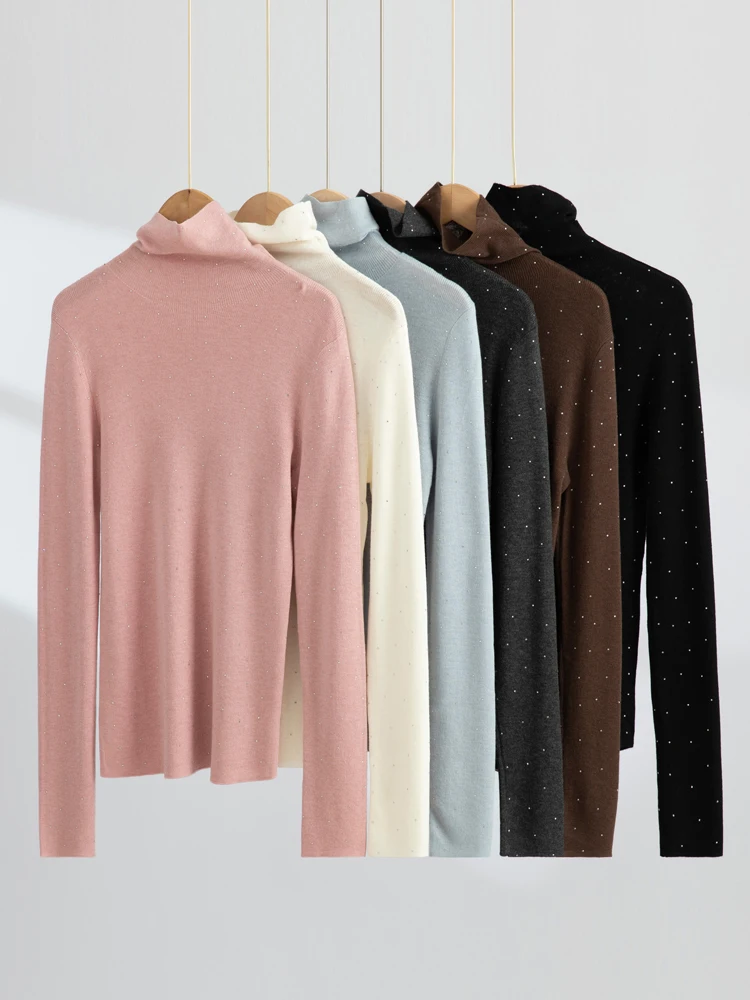 

Woman 100% Merino Wool Sweater Spring Autumn Winter Knitted Pullover Slim Blouse Lady Long Sleeve Clothing Tops Cashmere Jersey