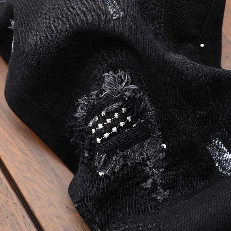 Herbst und Frühling Mode Trend Retro Sport Gerade Bein Zerrissene Jeans männer Casual Bequeme Stretch Hohe Qualität Denim Hosen