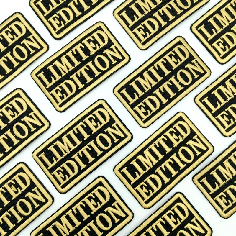 7 Stück LIMITED EDITION Goldene Buchstaben-Stickerei zum Aufbügeln, inspirierende Phrasen zum Aufbügeln für Kleidung, Hüte, Jeans