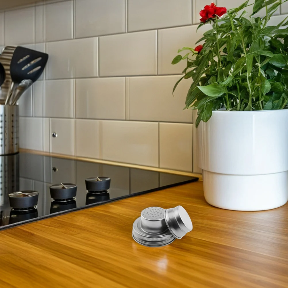 

2 pcs Mason Jar Shaker Lids Stainless Steel For Regular Mouth Canning Jars Salt Pepper Spice Dispenser Caps Cocktail Shake Top