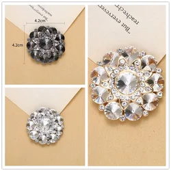 1pcs Round Metal Rhinestone Buttons Shank Invitation Ribbon Wedding Decorative DIY For Sewing Fur Coat