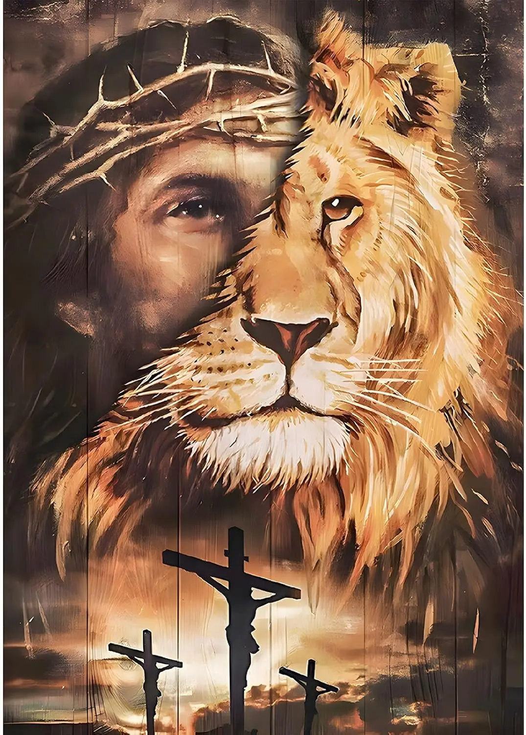 SENQAO Lion Diamond Painting Kits for Adults, Lion & Jesus Diamond Painting DIY 5D Diamond Painting Animal Lion Diamond Art Kits