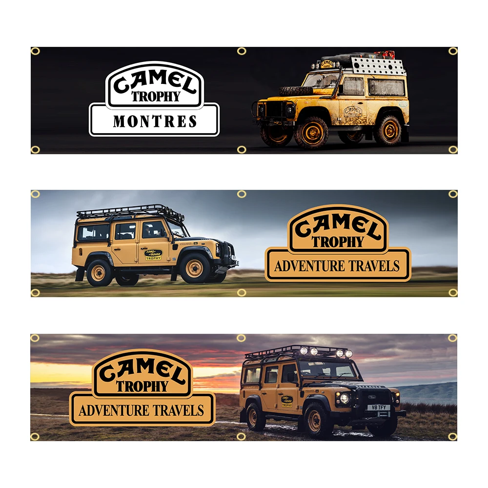 60X240cm Camel Trophy ADVENTURE TRAVEIS Flag Polyester Printed Garage Decoration Banner Tapestry