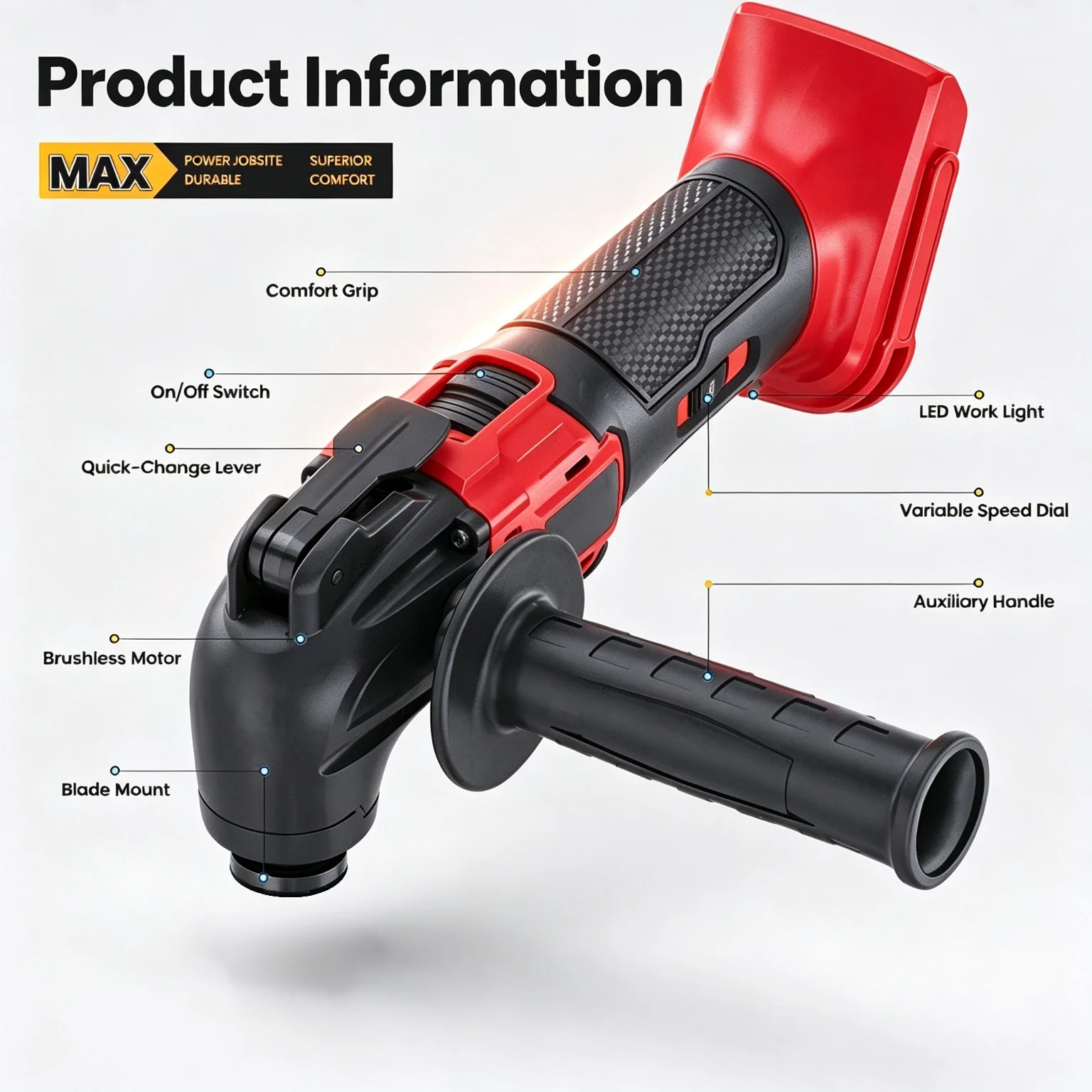 Fit MWQ Brushless Oscillating Multi Tool 6 Speed Cordless Renovator Vibration Electric Trimmer 18V Power Tool Without Battery