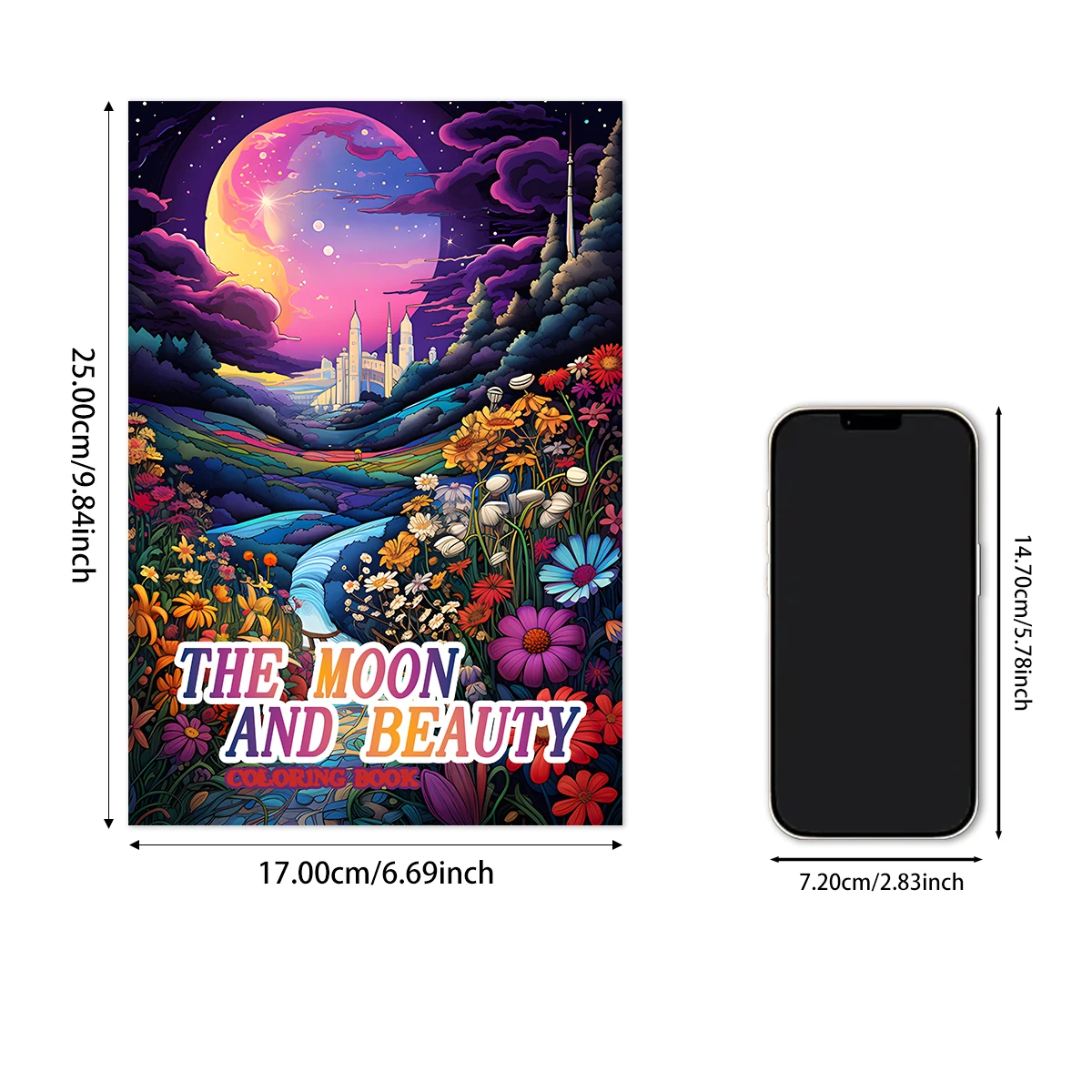 1PC Moon and Beauty Coloring Book Drawings for Kids Teens Adults Creative Inspirational Stress Relief Relaxation 20 Pages