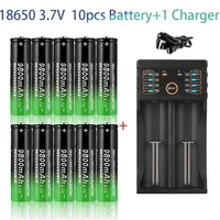 100%18650 Lithium Batteries Flashlight 18650 Rechargeable-Battery 3.7V 9800mah for Flashlight + USB charger