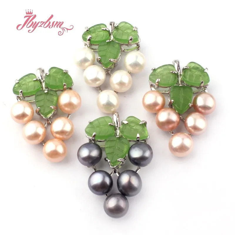 6mm Natural Freshwater Pearl Green Grape Stone Beads Tibetan Silver Fashion Pendant 1 Pcs For Women Party Gift  Free shipping