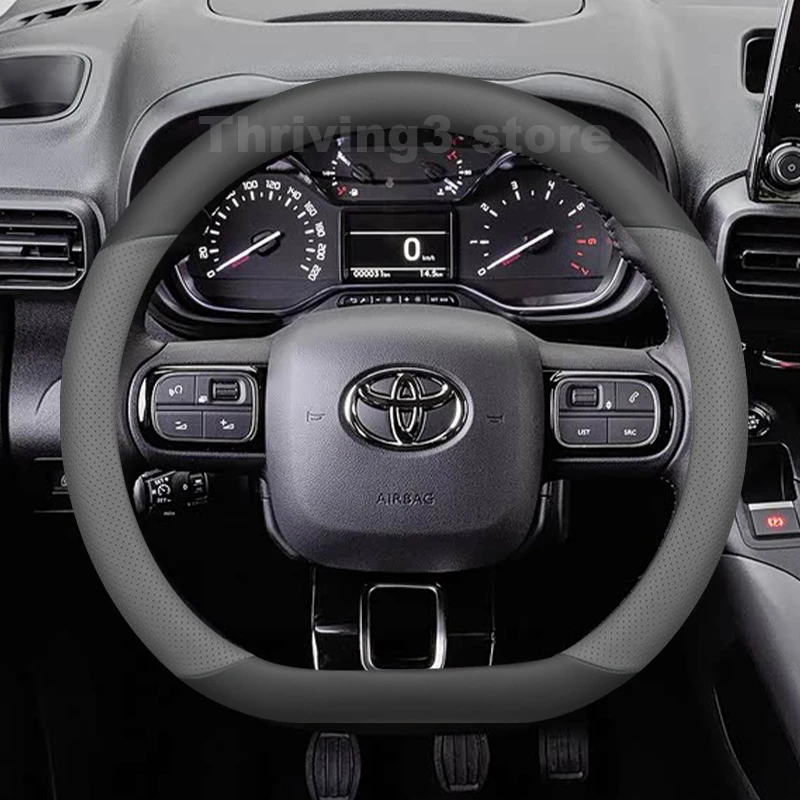 

Leather Car Steering Wheel Cover For Toyota Proace City VERSO Electric Van 2013-2023 Auto interior Toyota Proace Accessories