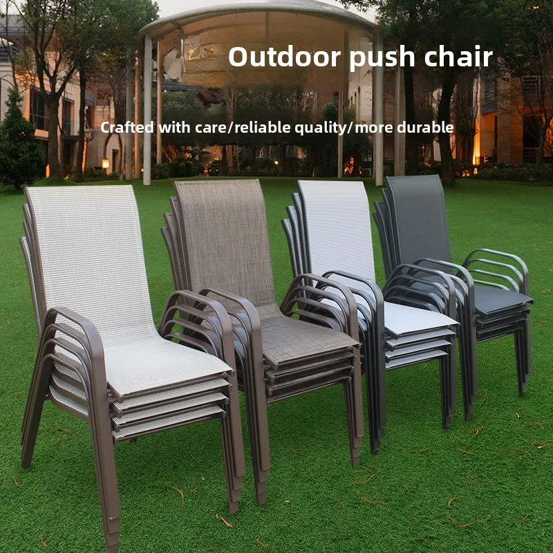 Silla individual de arte del hierro apilable para ocio al aire libre, silla de malla para patio, balcón, cafetería, venta al por mayor A347