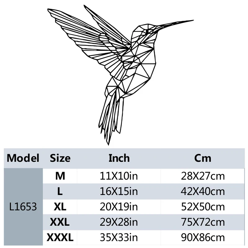 Geometric Hummingbird Sticker For Home Decoration Vinyl Animal Painting Living Room And Bedroom 1pc