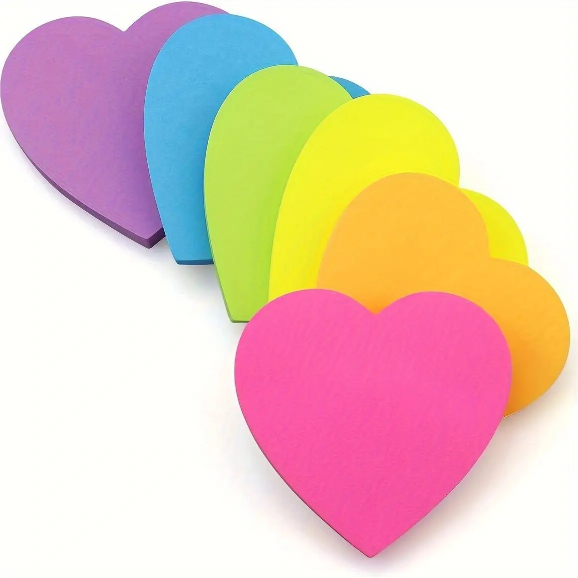 8 Books/pack, 8-color Horizontal Fluorescent Heart-shaped Sticky Notes, Pentagonal Star Shaped Creative Extraction Style