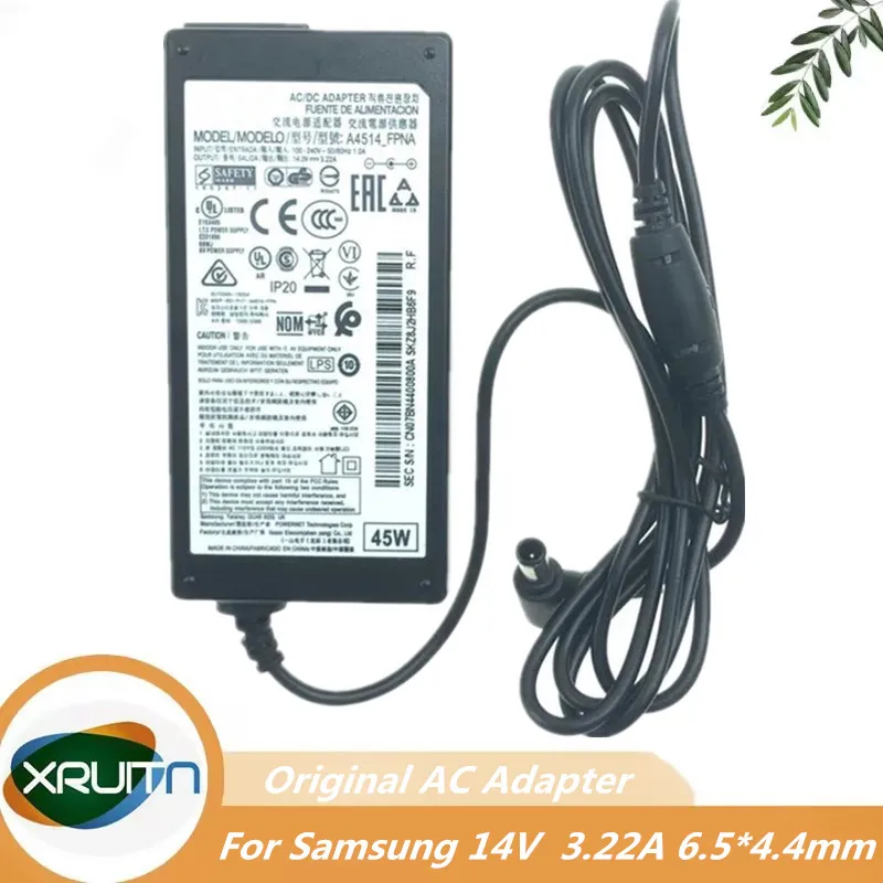 

Original For Samsung 14V 3.22A 45W Switching AC/DC Adapter Charger HW-J250 T24D391 A4514_FPN A4514_DSM A4514-FPNA A3514-FPN