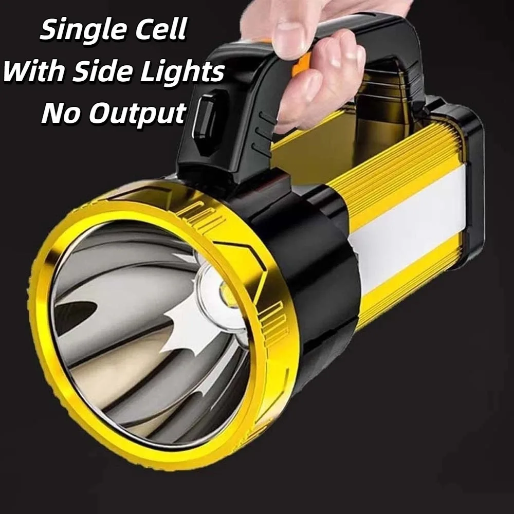 Anti-splash Water Camping Searchlight with Side Lights Dimmable Handheld Spotlight LED Plastic Powerful Handheld Lantern Yard