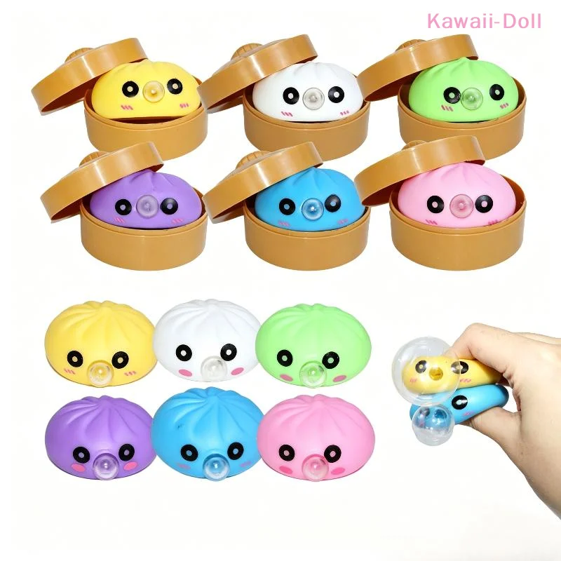 Niedliches Seifenblasen-Spielzeug in Form eines Brötchens mit Dampfkorb, Stressabbau-Fidget-Spielzeug, Geschenk