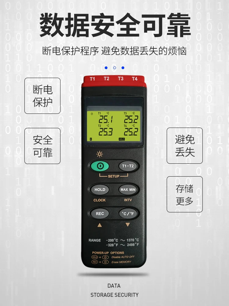 سجل درجة الحرارة لحام مسحوق iboo-T4 المعالجة الحرارية 4 قنوات فرن درجة الحرارة المقتفي