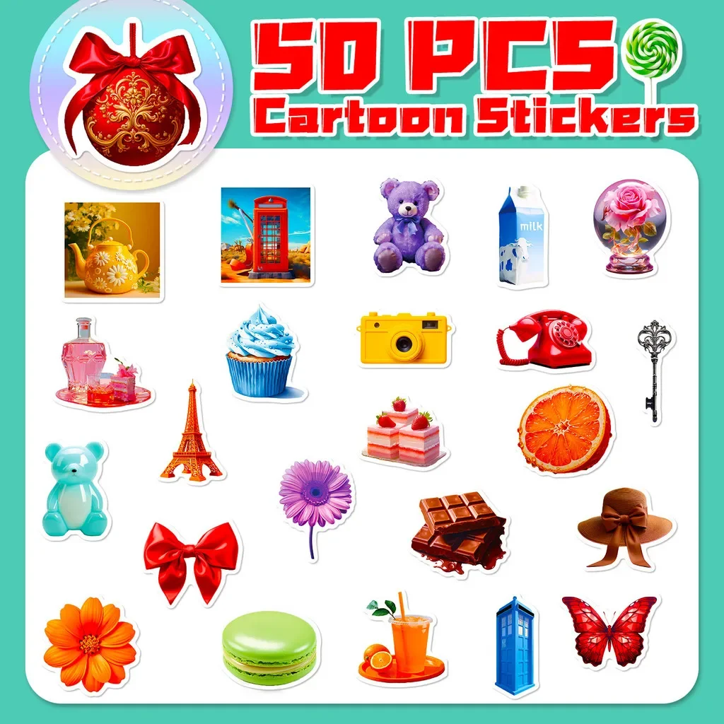 50 قطعة من ملصقات الدوبامين بألوان قوس قزح - شارات بناتي لطيفة على طراز Y2K لمتجر ملصقات الأمتعة BulingBulingStickers #3