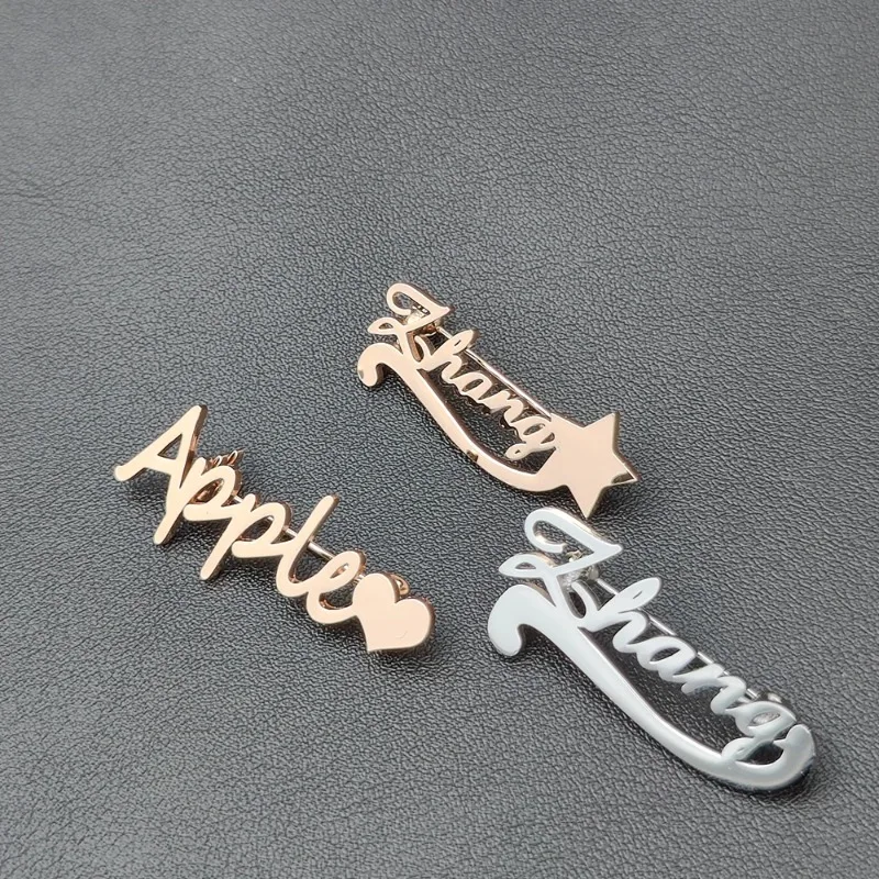 

Custom Name Brooch For Women Men's Stainless Steel Gold Silver Personalized Handwriting Breastpin Clip Clasp Customized Gift
