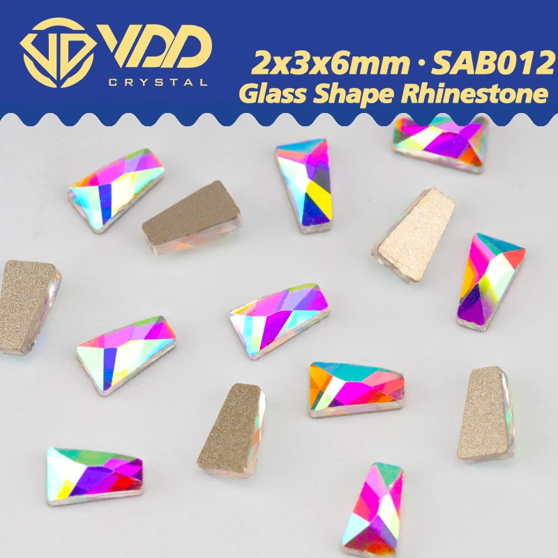 VDD 2x3x6mm 100/500/1440 Stück Form Glas Kristall Strasssteine Farbe AB Flache Rückseite Glitzer DIY Nagelkunst Dekorationen SAB12 – Detail 1
