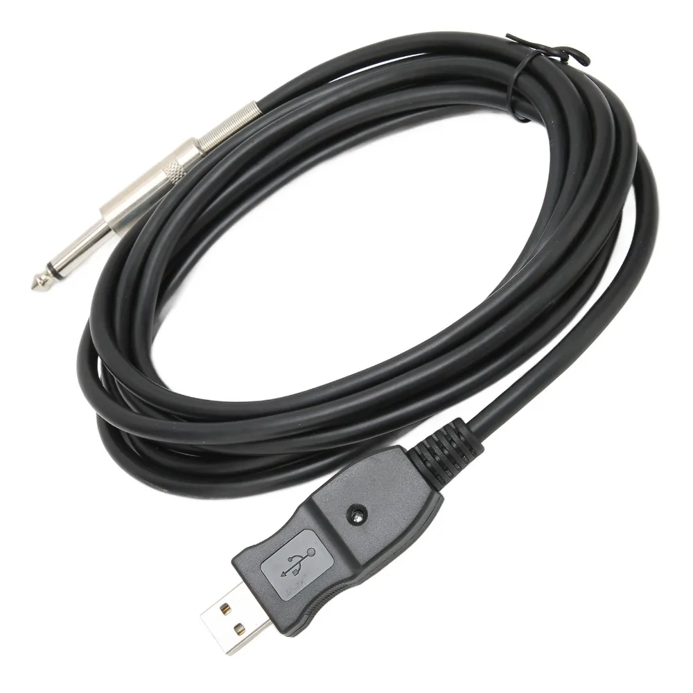 

USB-кабель для гитары 9,8 футов (3 м) с разъемом USB (штекер) на 6,35 мм (моно, штекер) – аудиокабель-адаптер для электрогитары и внешнего микрофона