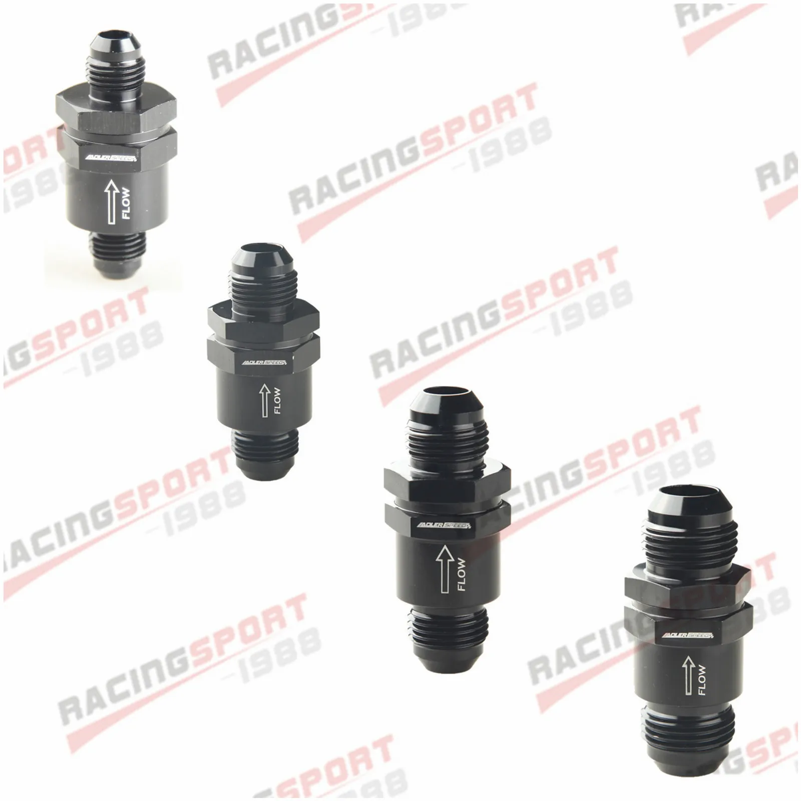 One Way AN6 AN8 AN10 AN12 Valves Aluminium Alloy Fuel Non Return Check Valve Fuel EFI Fitting Adapter Black