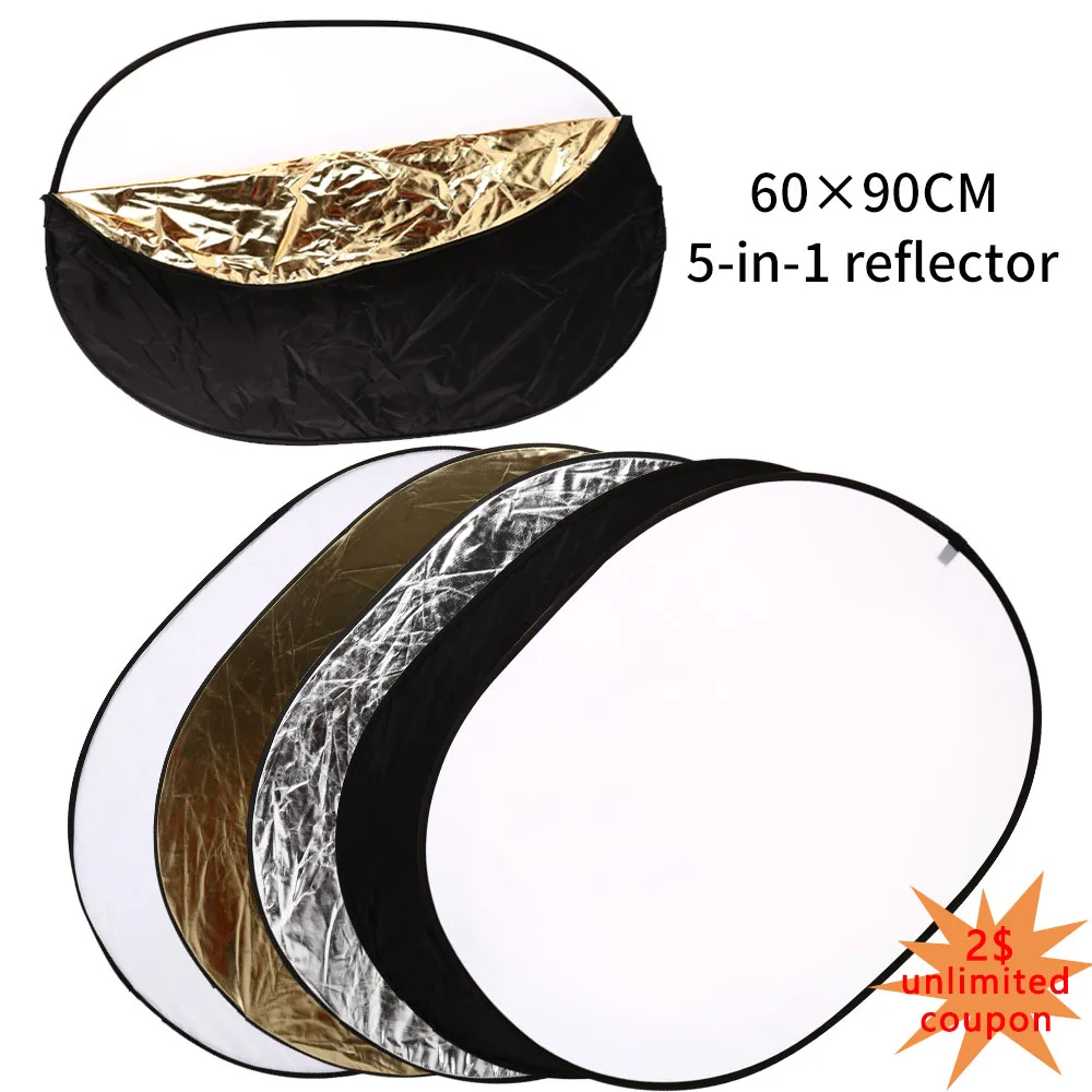 

60*90cm 5 in 1 Multi Elliptical Reflector Collapsible Multi Disc Light Reflector for Studio Or Any Photography Situation