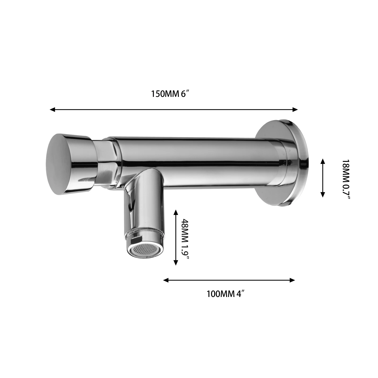 KEMAIDI Water Saving Time Delay Faucet Wall Mount Bathroom Silver Self Closing Basin Sink Tap for Home or Outdoor Single Cold