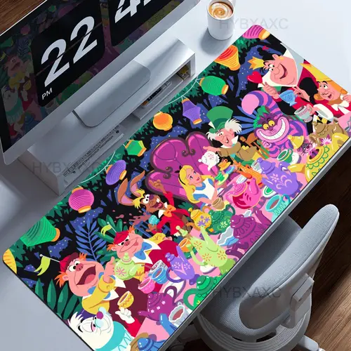 Imagen 1 del producto Alfombrilla de ratón de dibujos animados de Alicia en el país de las Maravillas, impresión HD, alfombrilla de ratón antideslizante con borde de bloqueo para jugadores de ordenador, teclado XXL90x40cm, alfombrilla de escritorio para PC