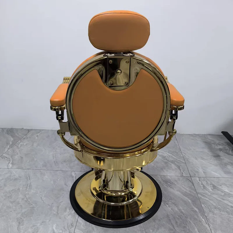 ML Retro gold barber chair, special hair salon for barber shop, shaving and trimming chair can be reclined