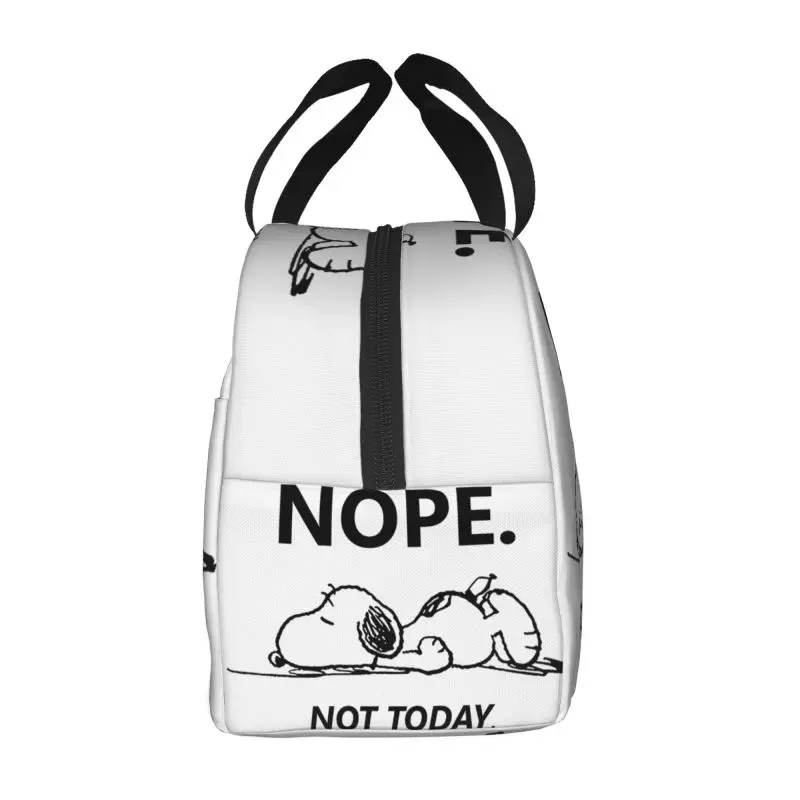 Custom Snoopys Nope Not Today Insulated Lunch Tote Bag for Women Portable Cooler Thermal Bento Box School