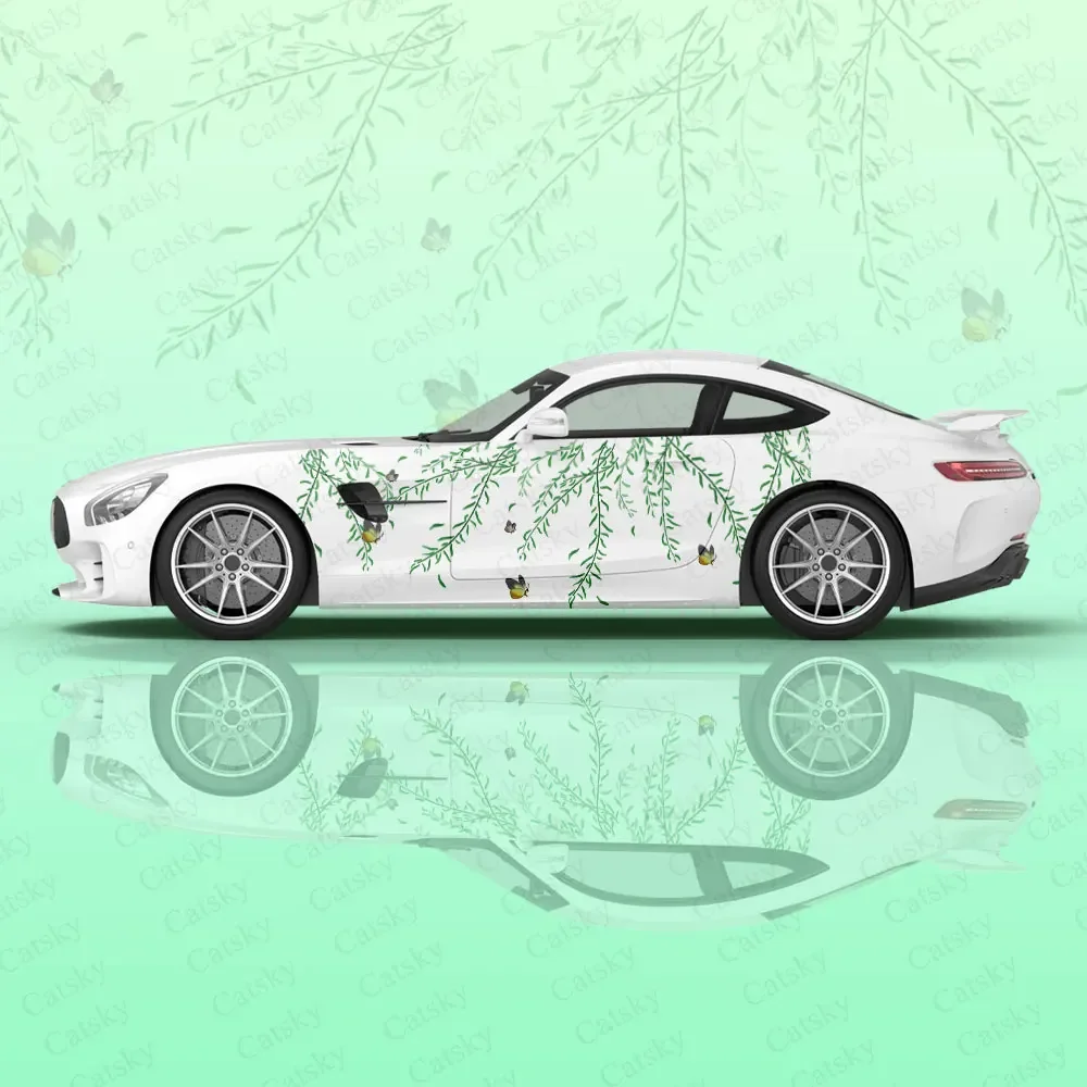 Custom Willow Branch Car Body Sticker Itasha Vinyl Auto Accessories Side Decal Motorcar Decoration Sticker Wheel Protective Film