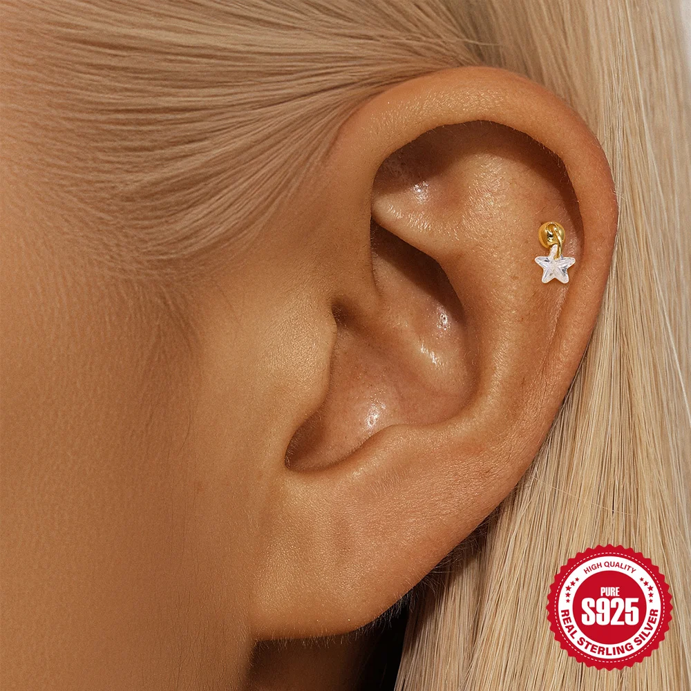 CANNER 1 Stück 925 Sterling Silber Tragus-Piercing-Ohrringe für Frauen Knorpel-Spiral-Piercing-Ohrring 925 Silber Schmuck Geschenke – Detail 37
