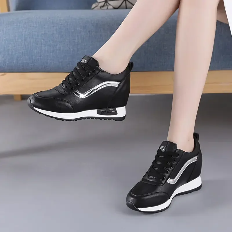 Fujin Microfiber Leather Women Casual Shoes 7cm Platform Wedge Women Fashion Sneakers Winter Autumn Air Mesh Women Winter Shoes