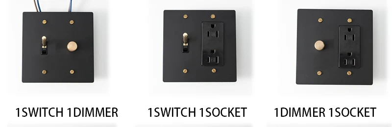 2Gang Maßgeschneiderte goldene schwarze Retro-Bronze-SS-Platte 30 Tage Messing geknoteter Kippschalter 110 V amerikanischer Standard-Wandschalter-Steckdosendimmer – Detail 5
