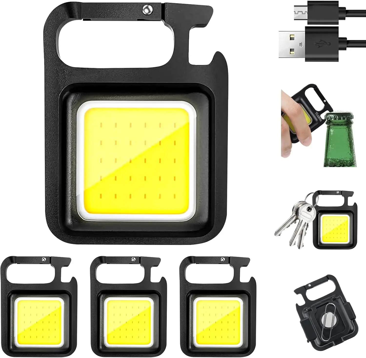 

Мини-фонарик-брелок COB с функцией открывалки для бутылок и складным кронштейном для аварийного ремонта, кемпинга и походов