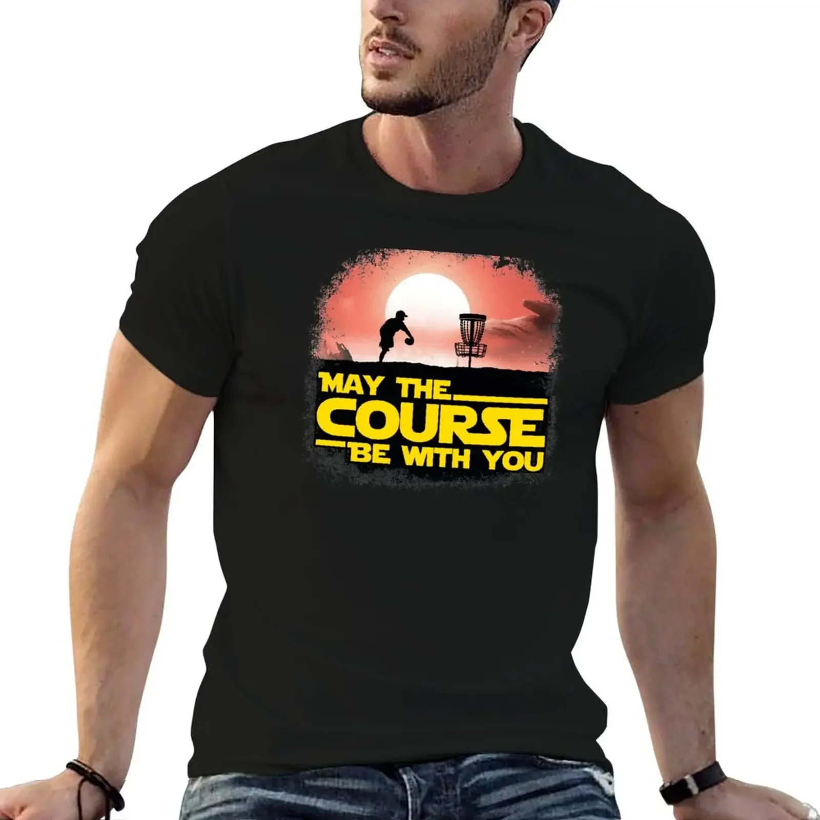 

Premium May the Course Be With You Disc Golf T-Shirt sweat essential t shirt vintage anime shirt mens t shirts casual stylish