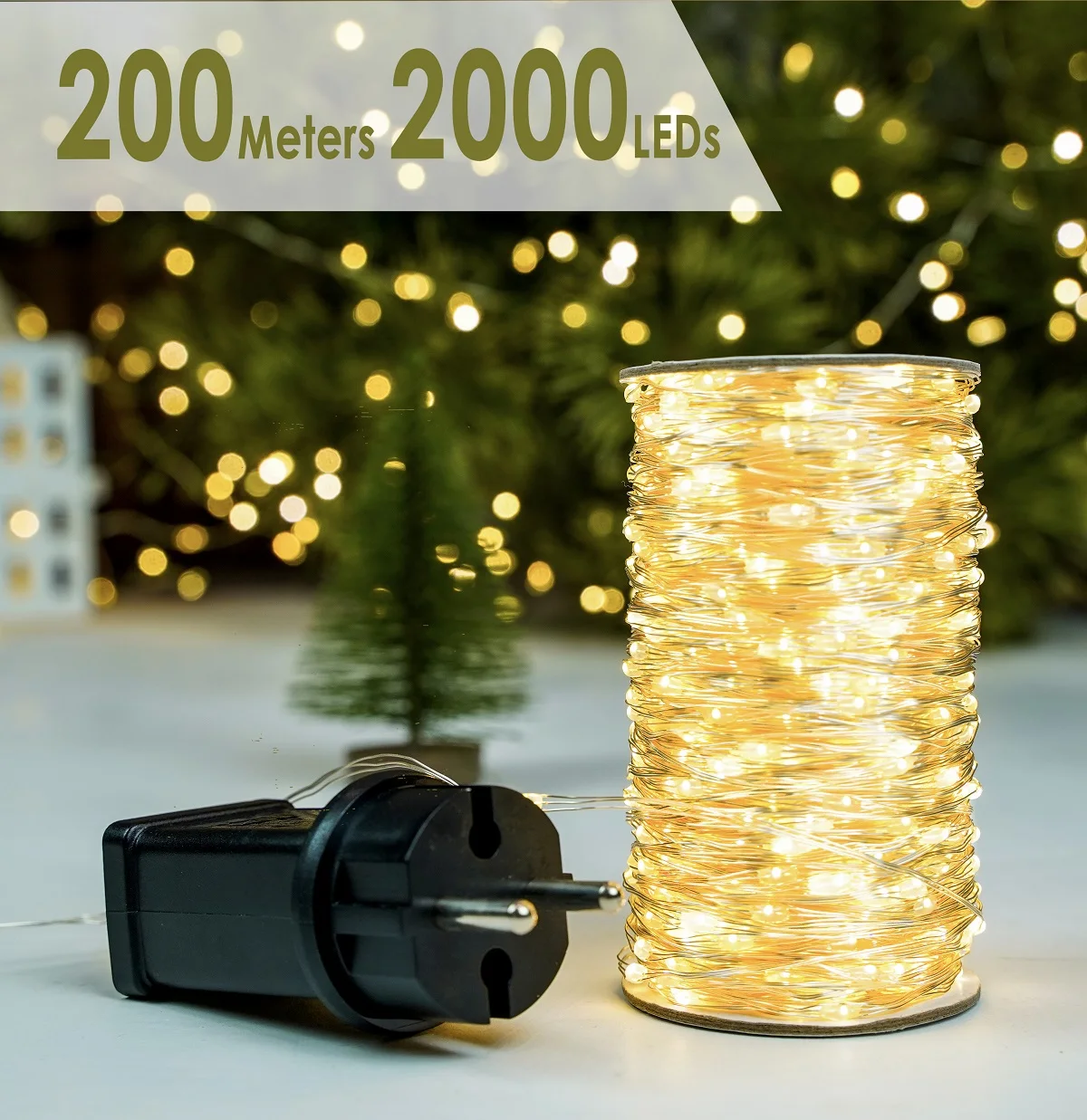 String led 10-200m luzes da corda de fadas luzes de natal eletricidade operado com plug decoração de casamento à prova dmulticolágua multicolorido