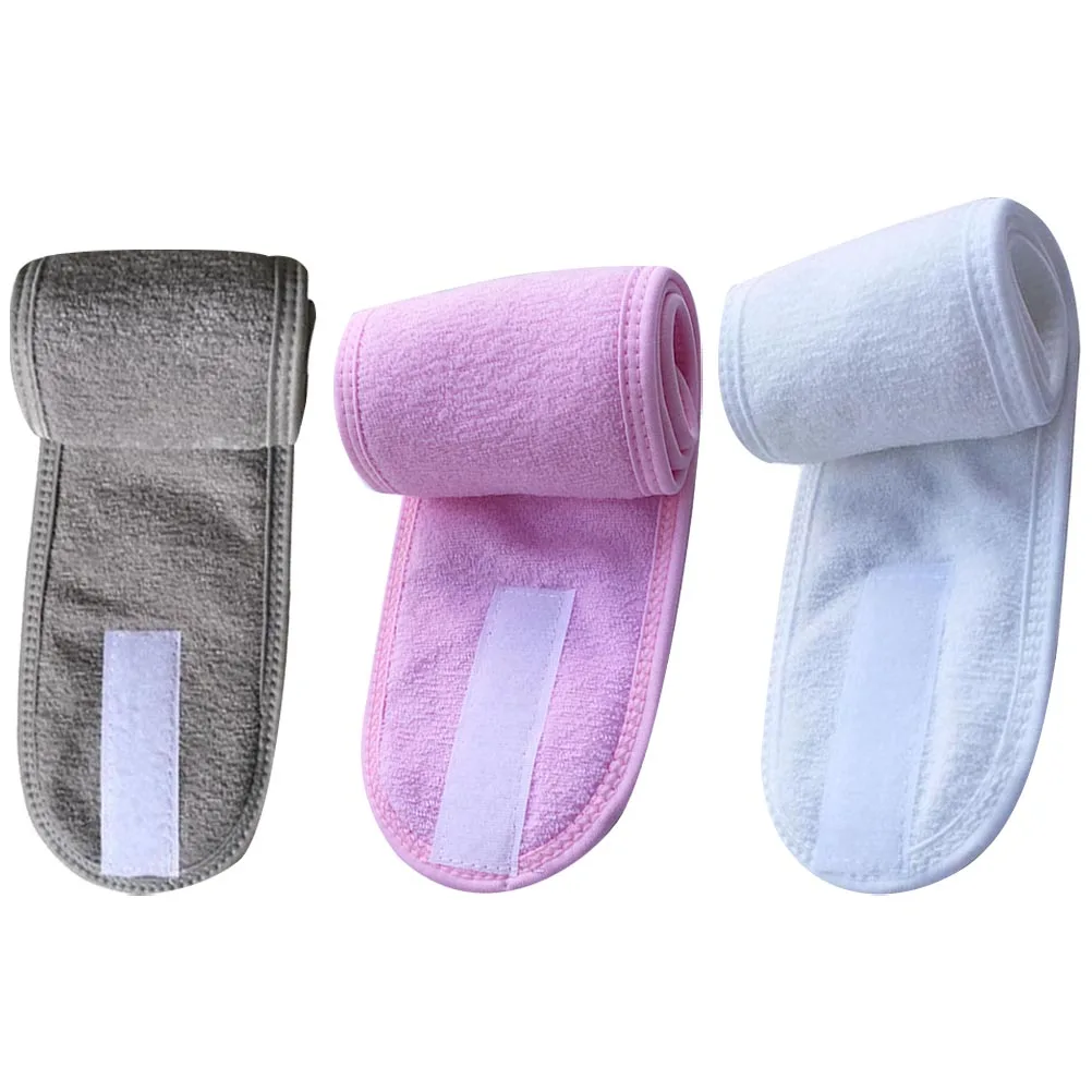 

3Pcs Comfortable Shower Headband for Women Hair Hoops Easy to Wear Face Washing Spa Black Grey Pink Bathing Head Band