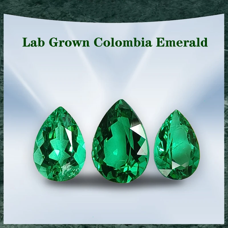 

Top Lab Grown Colombia Emerald Pear Shape Cut Selectable AGL Certificate Hydrothermal Emeralds for Diy Jewelry Making Materials