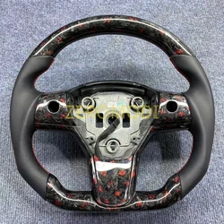 Matte Carbon Fiber Steering Wheel for Tesla Model 3 Model Y 2016 2017 2018 2019 2020 2021 2022 Customized