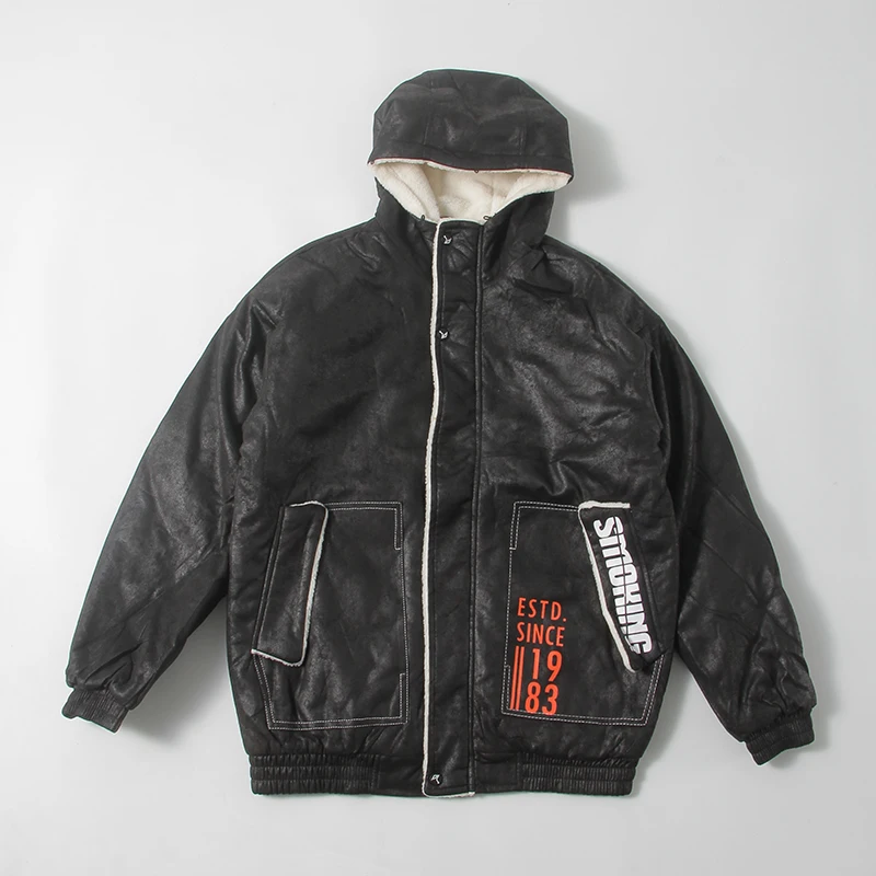 

Men's Loose Fit Hoodie Jaet Cotton Warmth Autumn Winter Vintage Sle Tagl Large Size Sweatirt Coat Casual Outerwear