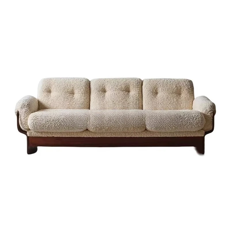 

Lamb wool fabric living room leisure chair Italian minimalist soft furnishing single and double three-person sofa