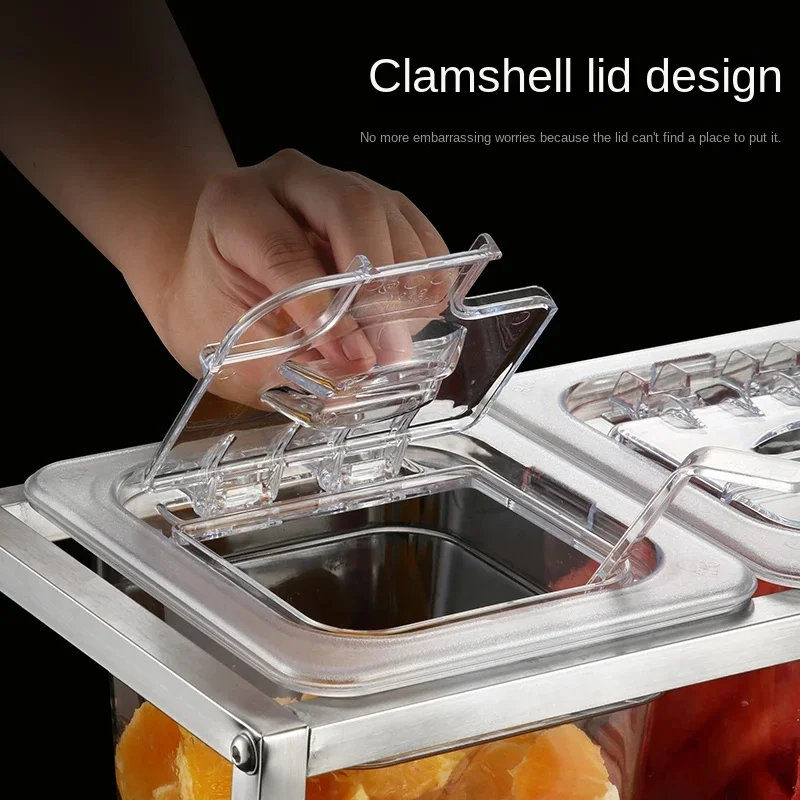 Acrylic Transparent GN Pans Visible Food Square Pots Exhibition Plate for Milk Tea Shops Storage Box with Rack for