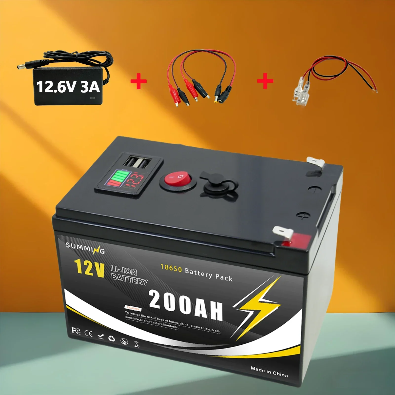 

12V 200Ah Lithium Rechargeable LiFeP04 Battery Deep Cycle for Solar Power,UPS,ScootersPower Wheels,Fish Finder,Built-in BMS