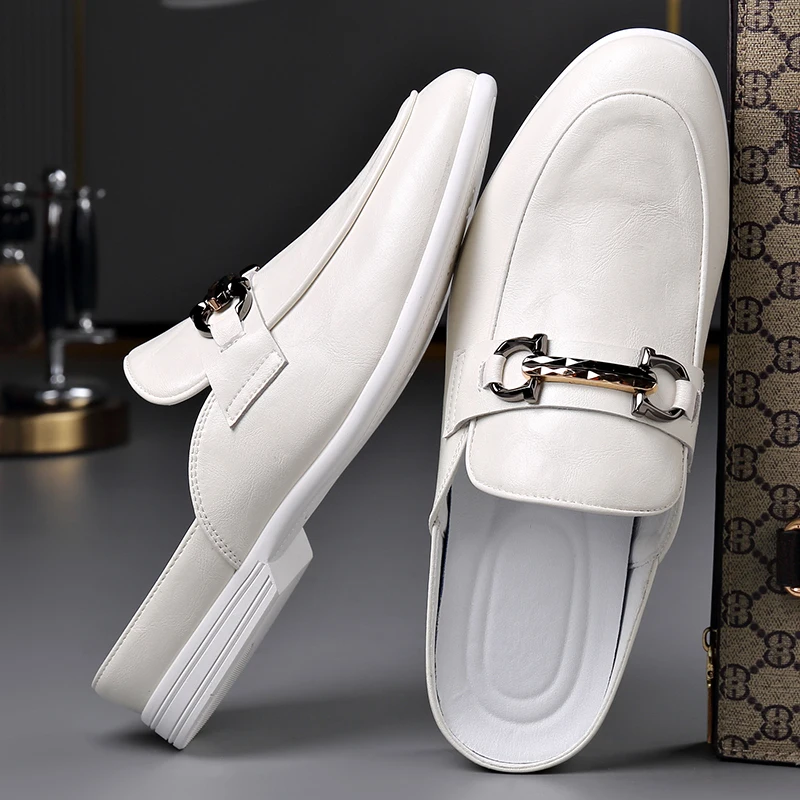 

One foot and a half slippers men's leather bag head wearing high-end slippers non-slip deodorant outdoor wear-resistant trend