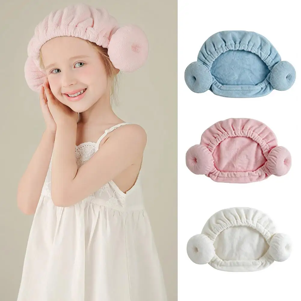 Kids Hair Drying Velvet Hair Towel Kids Hair Dry Drying Cap Soft Absorbent Towel Wrap Children's Turban for Long Elastic Band