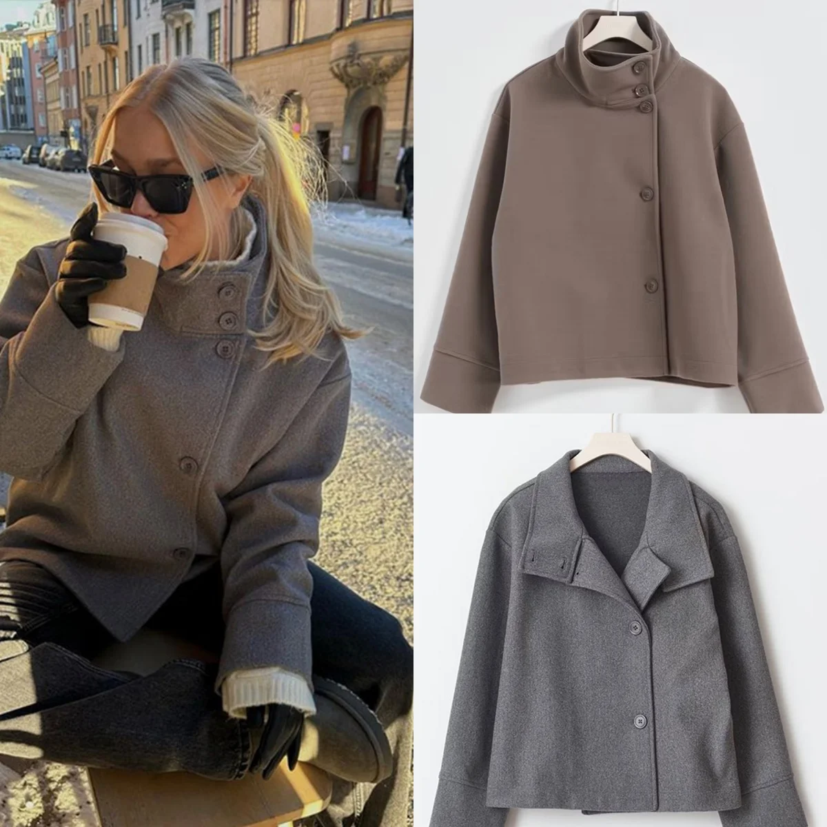 

Women's Jacket Coat Turn-Down Collar Single Breasted Solid Botton Long Sleeve Female Coat Street Classic Autumn Jacket Ladies